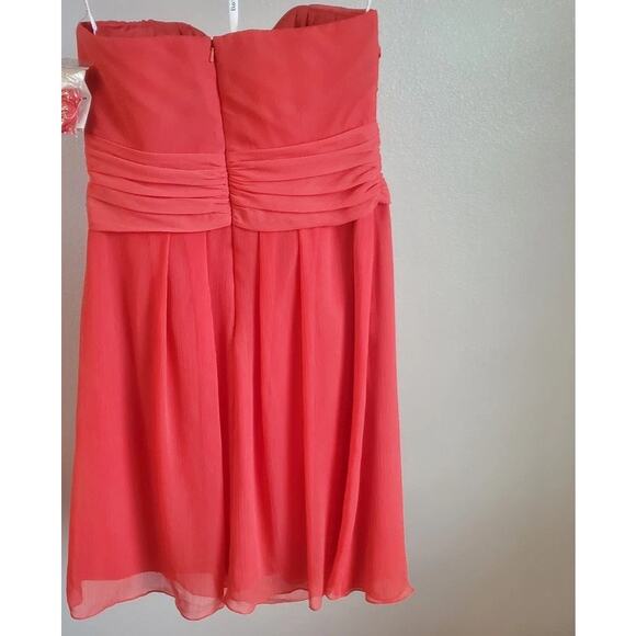 David's Bridal bridesmaid prom dress size 6 coral Chiffon Sweetheart Layered - Picture 3 of 11